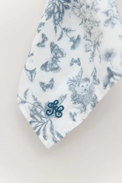 Augustin le Lapin Doudou imprimé inspiration Toile de Jouy bleu