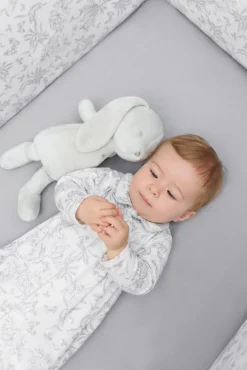 Augustin le Lapin Imprimé inspiration Toile de Jouy gris 25cm