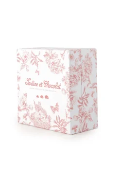 Augustin le Lapin Doudou imprimé inspiration Toile de Jouy rose