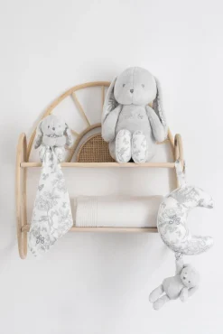 Augustin le Lapin musical Imprimé inspiration Toile de Jouy gris