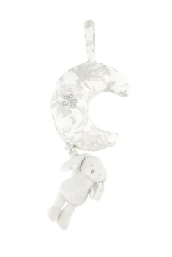 Augustin le Lapin musical Imprimé inspiration Toile de Jouy gris