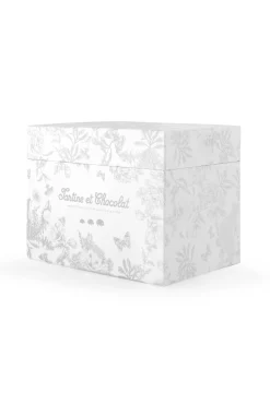 Augustin le Lapin musical Imprimé inspiration Toile de Jouy gris