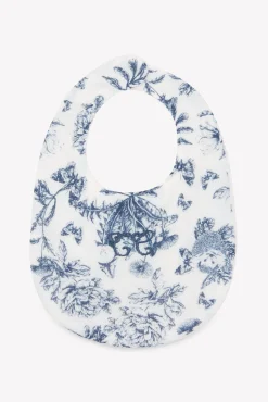 Bavoir Imprimé inspiration toile de jouy bleu T1