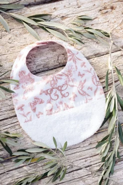 Bavoir Imprimé inspiration Toile de Jouy rose T2