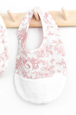 Bavoir Imprimé inspiration Toile de Jouy rose T2