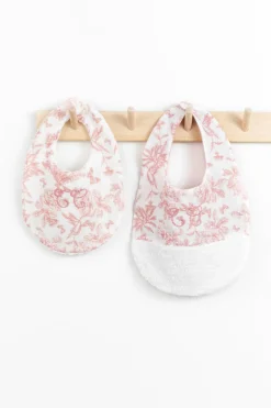 Bavoir Imprimé inspiration Toile de Jouy rose T2