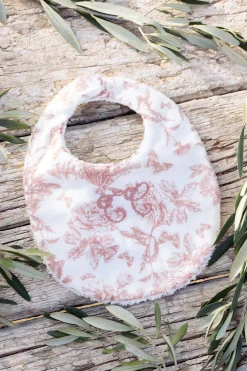 Bavoir Imprimé inspiration Toile de Jouy rose T1