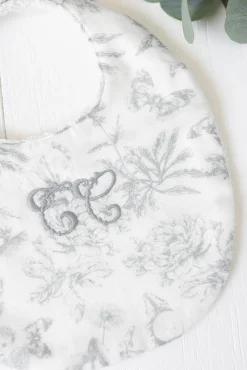 Bavoir Imprimé inspiration toile de jouy gris T1