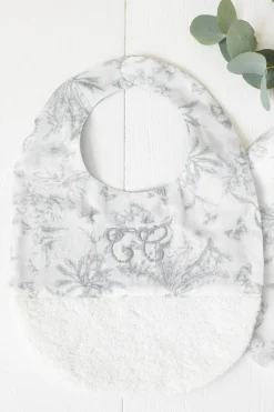 Bavoir Imprimé inspiration toile de jouy gris T2