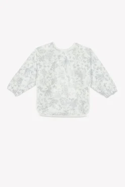 Bavoir à manches toile enduite Imprimé inspiration Toile de Jouy gris