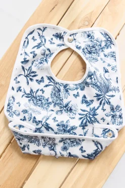 Bavoir toile enduite Imprimé inspiration Toile de Jouy bleu