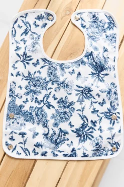 Bavoir toile enduite Imprimé inspiration Toile de Jouy bleu