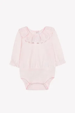 Body Rose pâle col volanté