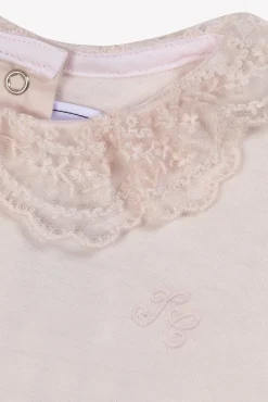 Body Rose pâle col broderie anglaise