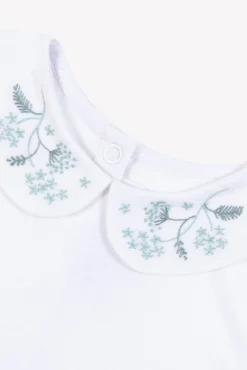 Body Vert d'eau broderie bouquet de fleurs