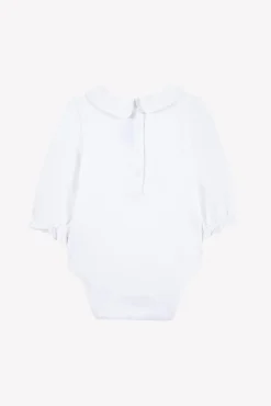 Body Vert d'eau broderie bouquet de fleurs