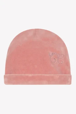 Bonnet Imprimé inspiration Toile de Jouy velours rose