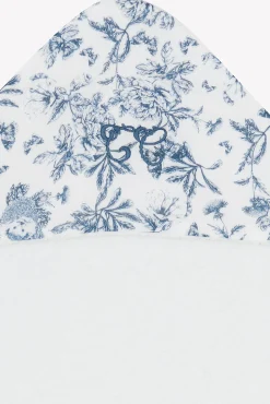 Cape de bain Imprimé inspiration toile de jouy bleu