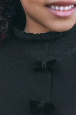 Cardigan Noir nœuds