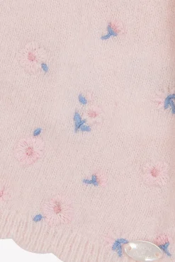 Cardigan Rose pâle broderie églantine