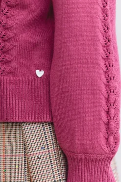 Cardigan Magenta en laine ajourée
