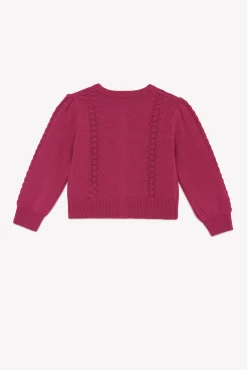Cardigan Magenta en laine ajourée