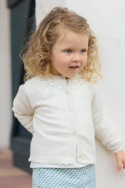 Cardigan Ecru broderie flocons