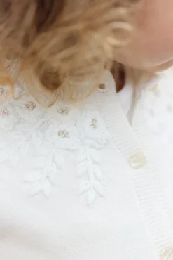 Cardigan Ecru broderie flocons