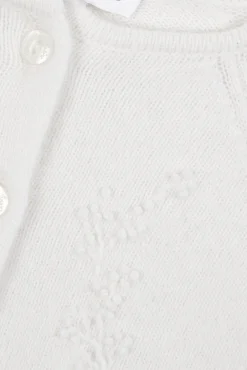 Cardigan Ecru broderie feuillage