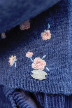 Cardigan Myosotis broderie rose pâle