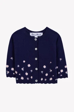 Cardigan Myosotis broderie rose pâle