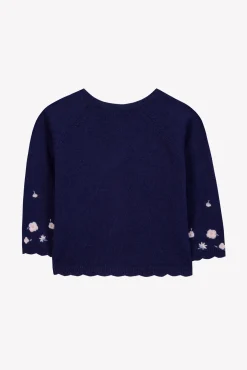 Cardigan Myosotis broderie rose pâle