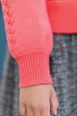 Cardigan Praline en laine ajourée