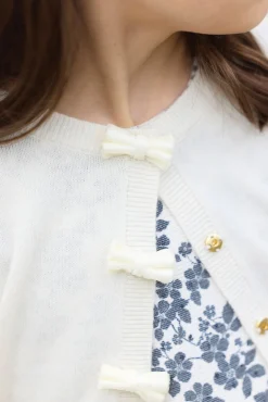 Cardigan Ecru nœuds