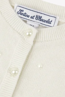 Cardigan Ecru perles