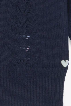 Cardigan Marine en laine ajourée