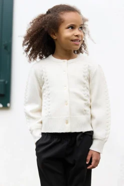 Cardigan Ecru en laine ajourée