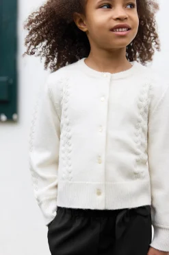 Cardigan Ecru en laine ajourée