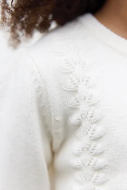 Cardigan Ecru en laine ajourée