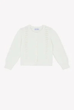 Cardigan Ecru en laine ajourée