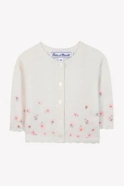 Cardigan Ecru broderie praline