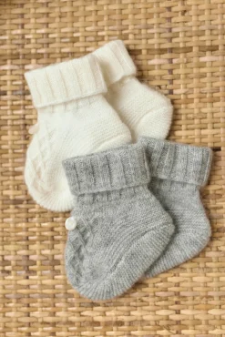 Chaussons Ecru 100% cachemire