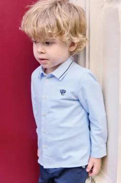 Chemise Bleu grisé monogramme TC