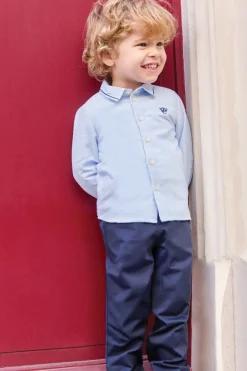 Chemise Bleu grisé monogramme TC