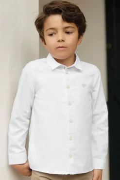 Chemise Gris clair rayures avec boutons apparents