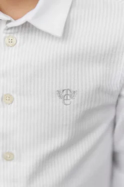 Chemise Gris clair rayures avec boutons apparents