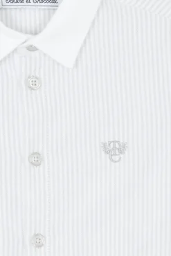 Chemise Gris clair rayures avec boutons apparents