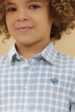 Chemise Bleu grisé à carreaux