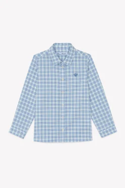 Chemise Bleu grisé à carreaux