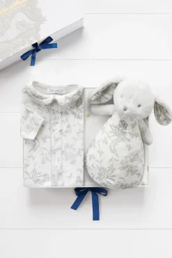 Coffret Naissance Toile de jouy gris
